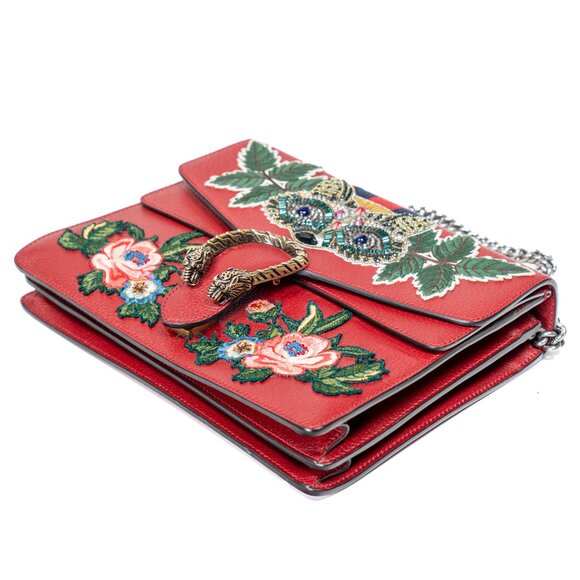 GUCCI Dionysus Red Jewel Raccoon Embroidered Floral Patchwork Shoulder Bag - Picture 9 of 16